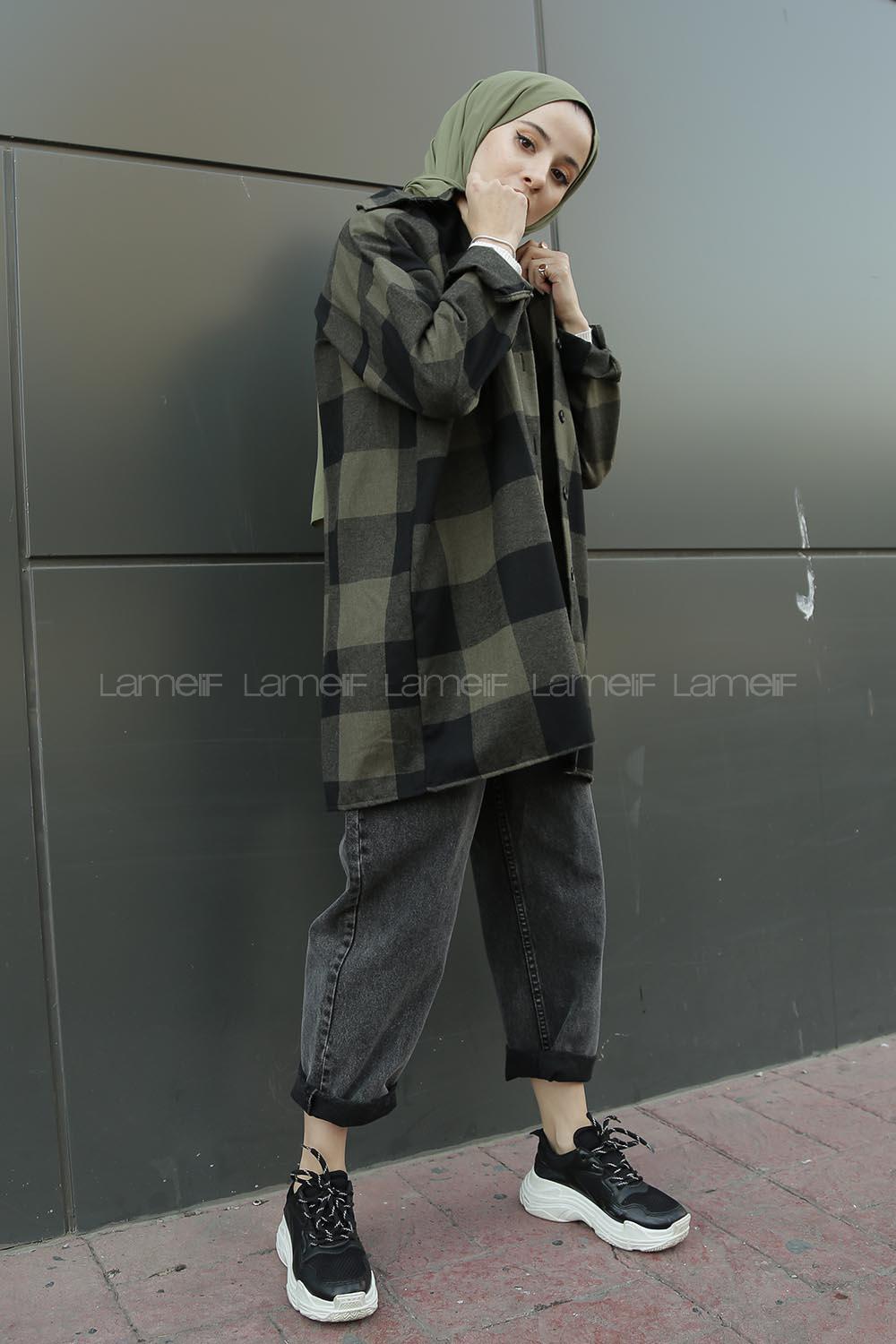 Modalamelif  Önü Düğmeli Oduncu Gömleği  Haki