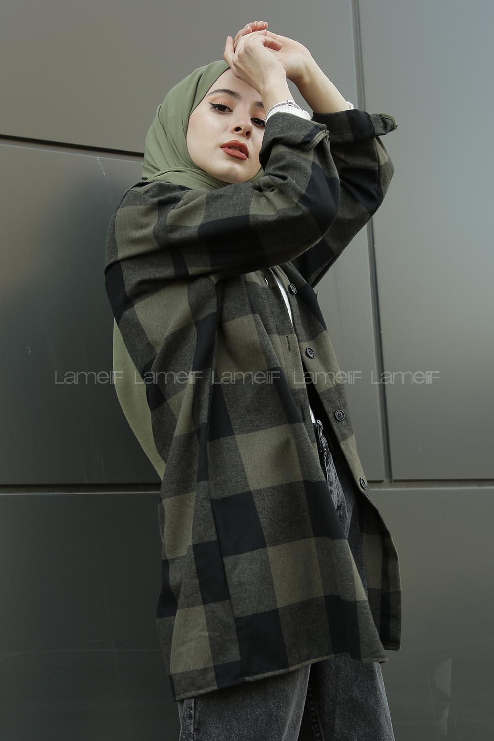 Modalamelif  Önü Düğmeli Oduncu Gömleği  Haki