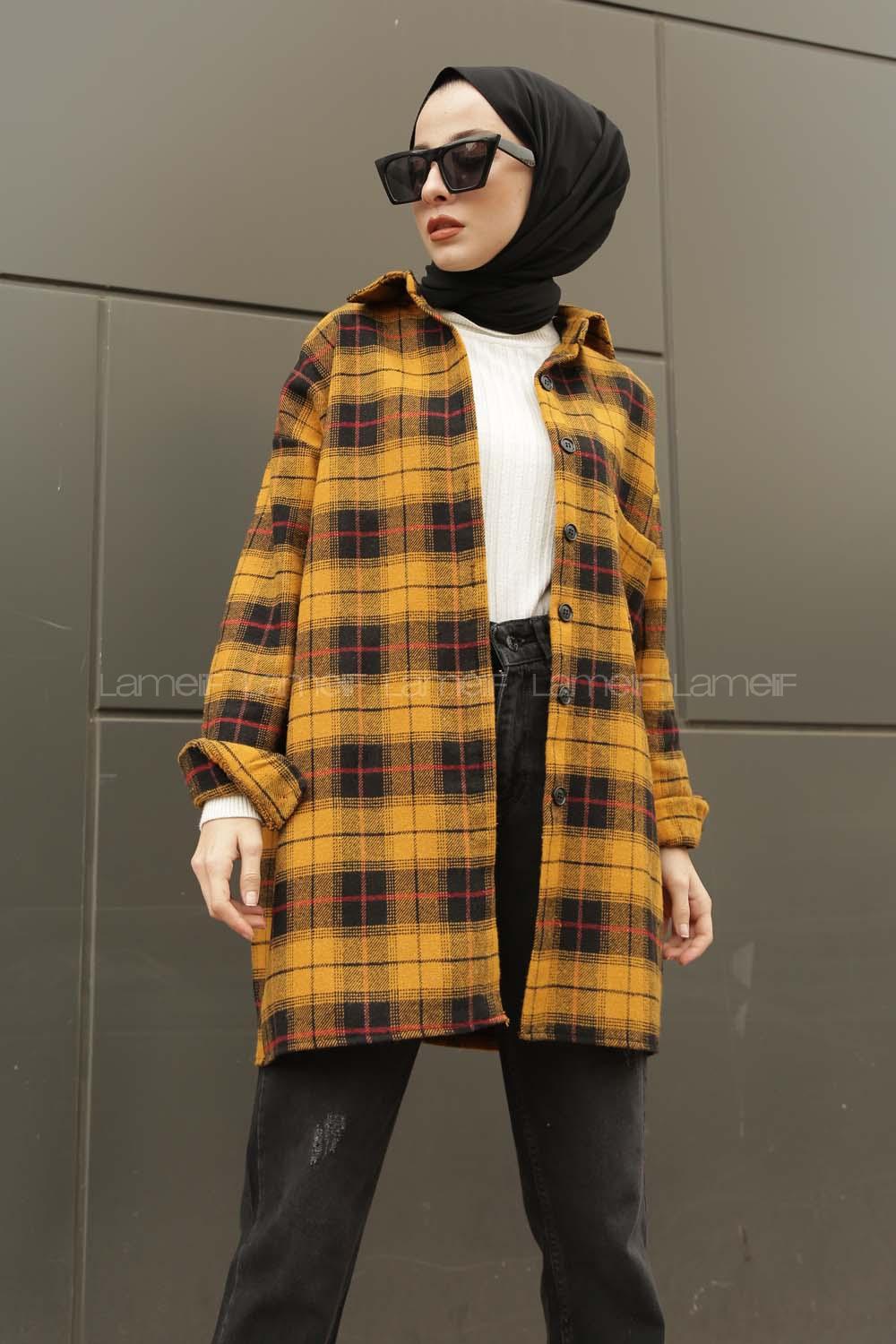 Modalamelif  Önü Düğmeli Oduncu Gömleği Hardal Sarısı