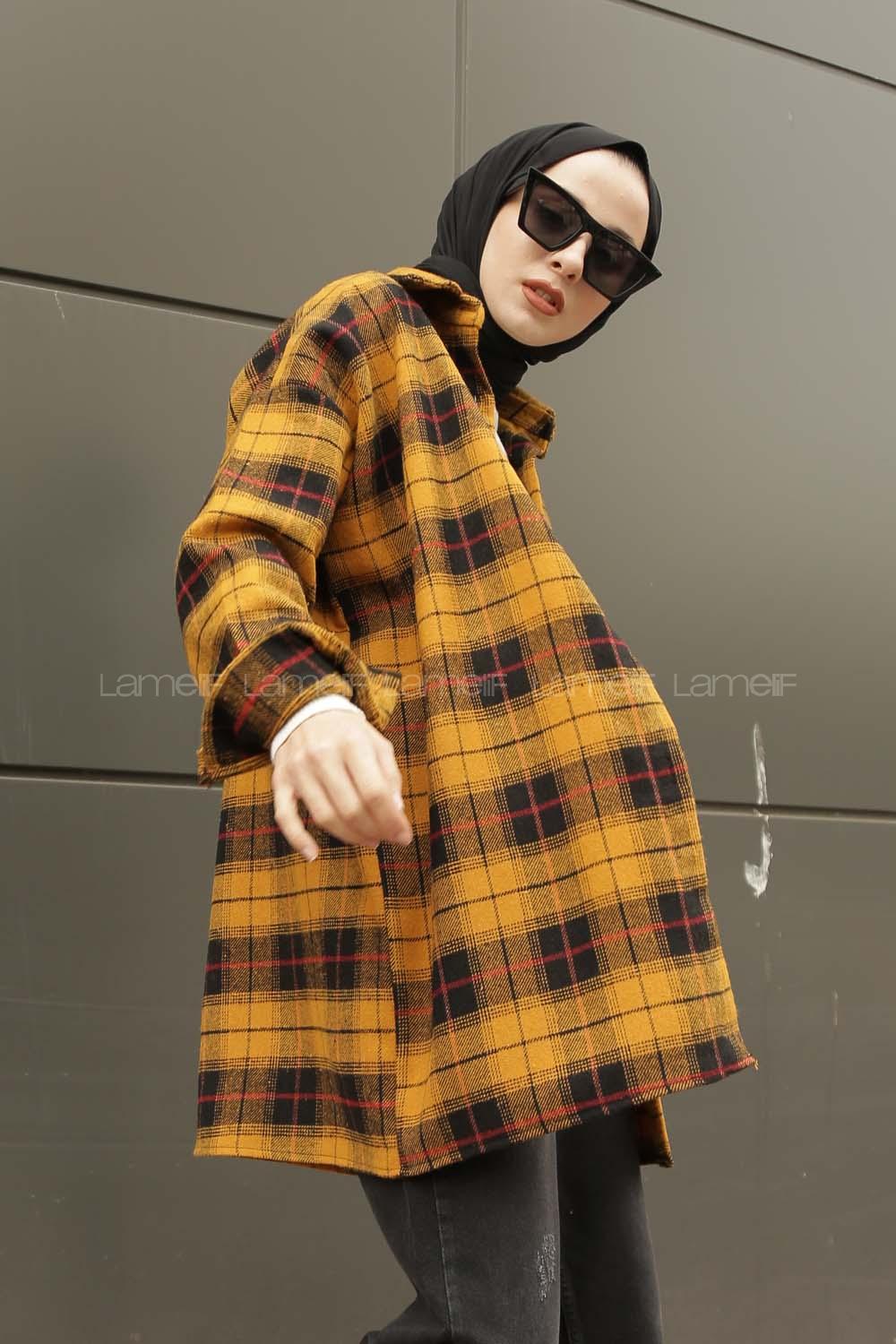 Modalamelif  Önü Düğmeli Oduncu Gömleği Hardal Sarısı