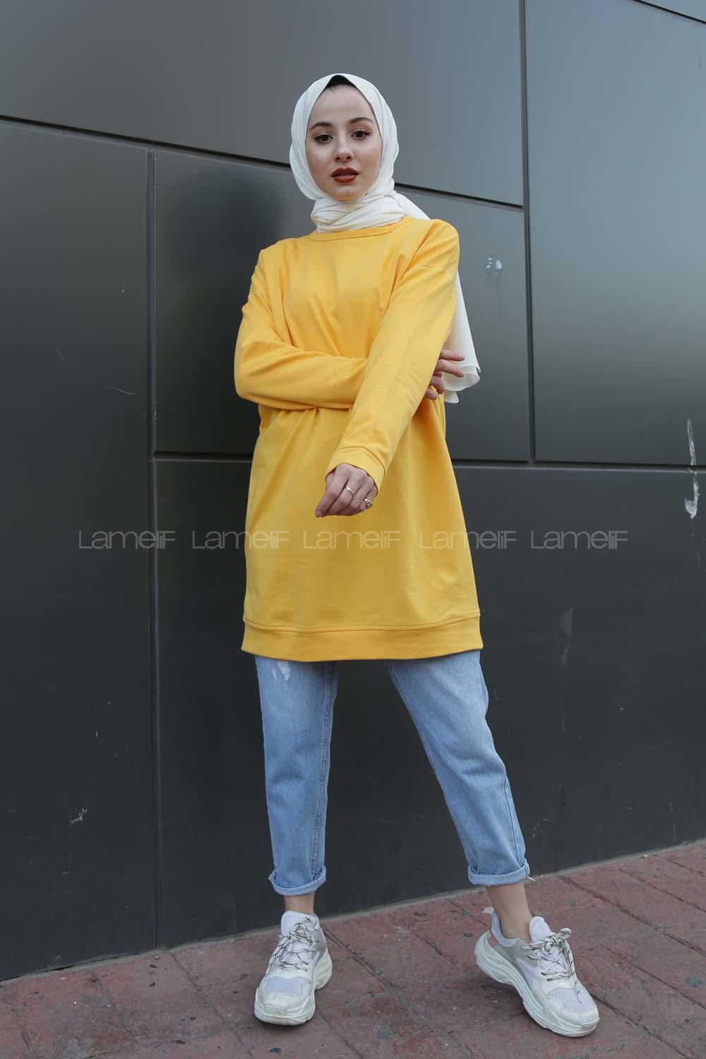 Modalamelif Düz Renk Sweat Sarı