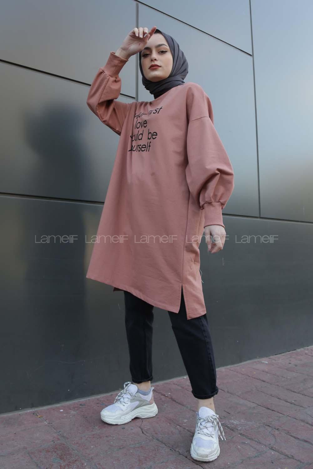 Modalamelif Balon Kol Love Tunik Gül