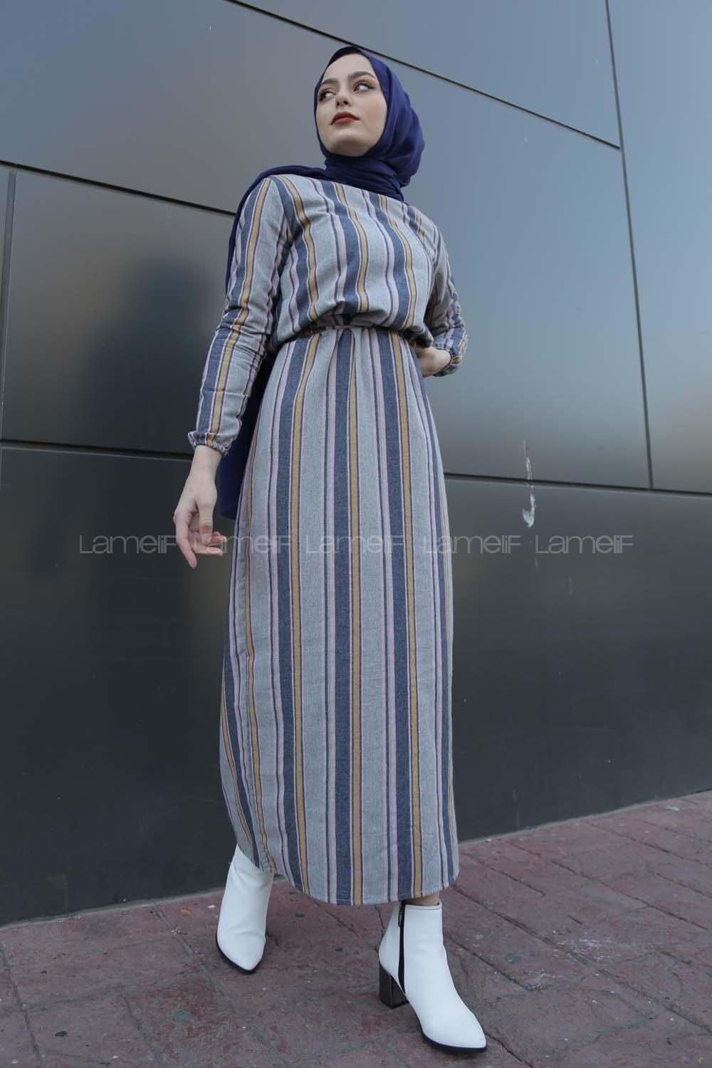 Modalamelif Belden Bağcıklı Elbise Sütlü Kahve