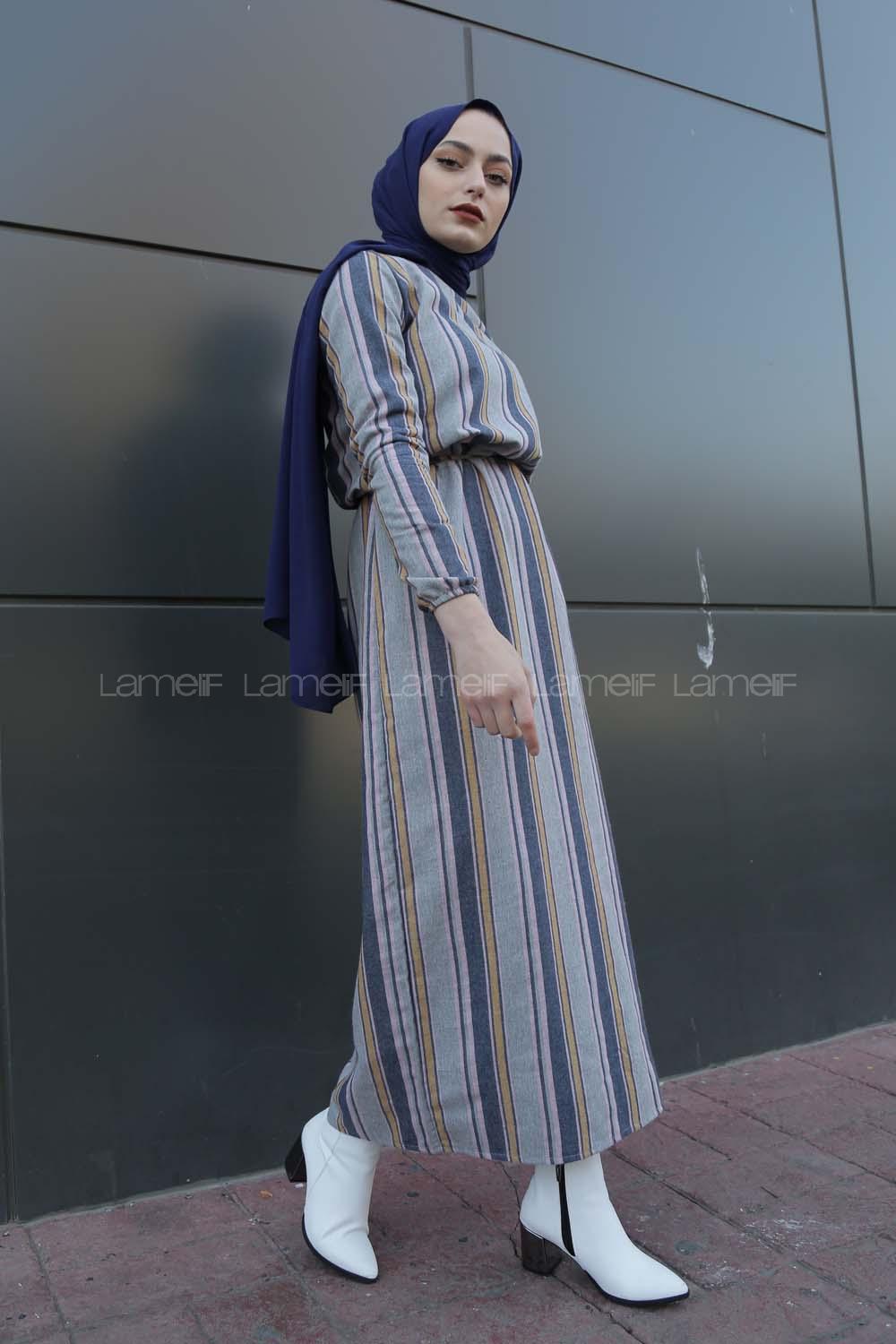 Modalamelif Belden Bağcıklı Elbise Sütlü Kahve