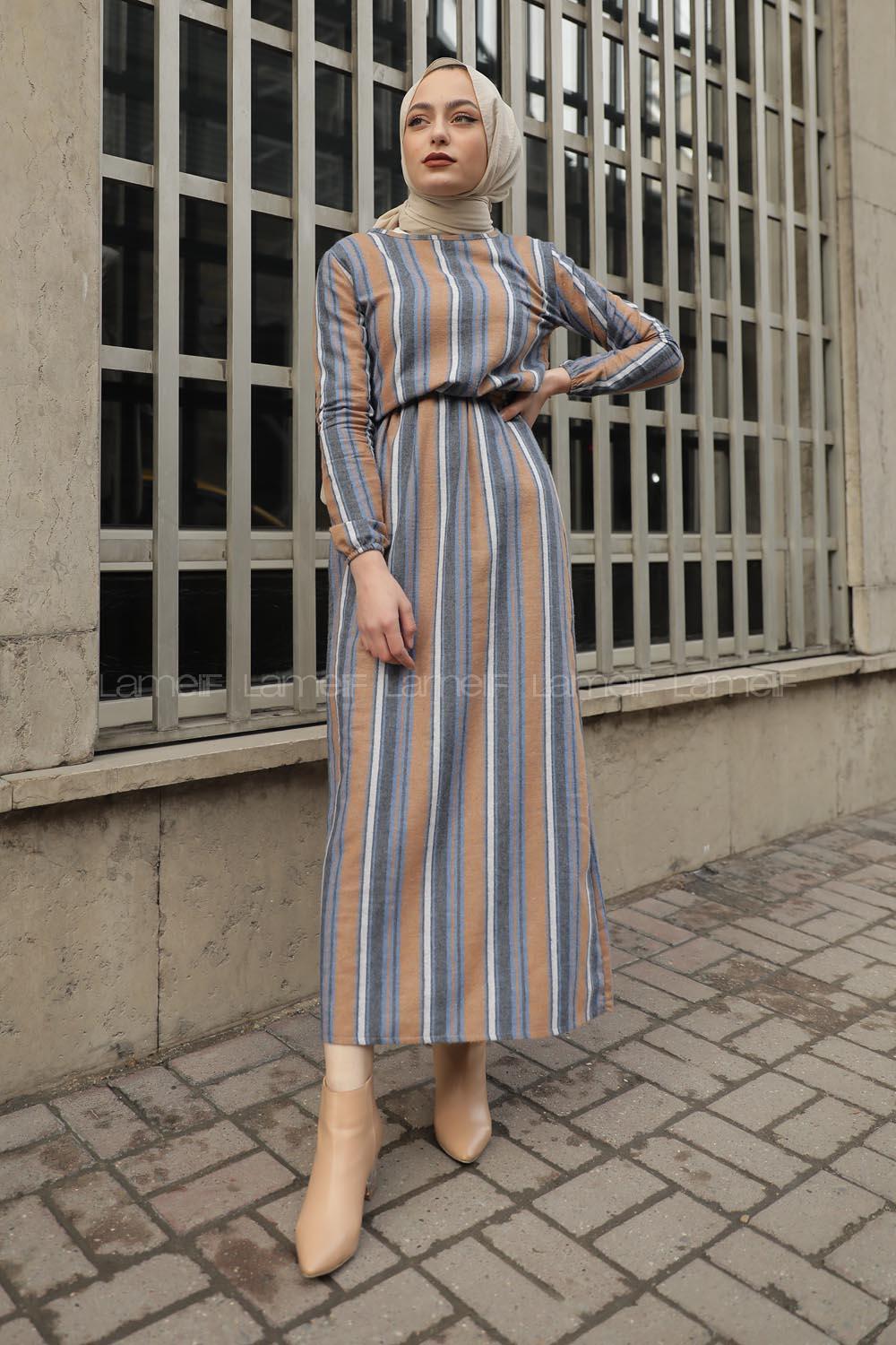 Modalamelif Belden Bağcıklı Elbise Gri