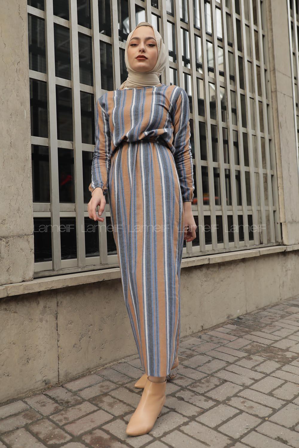 Modalamelif Belden Bağcıklı Elbise Gri