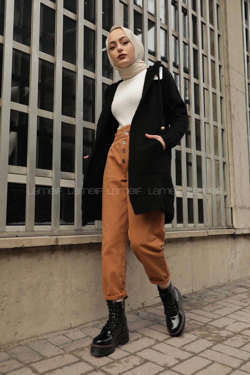 Modalamelif Kapşonlu Hırka Siyah