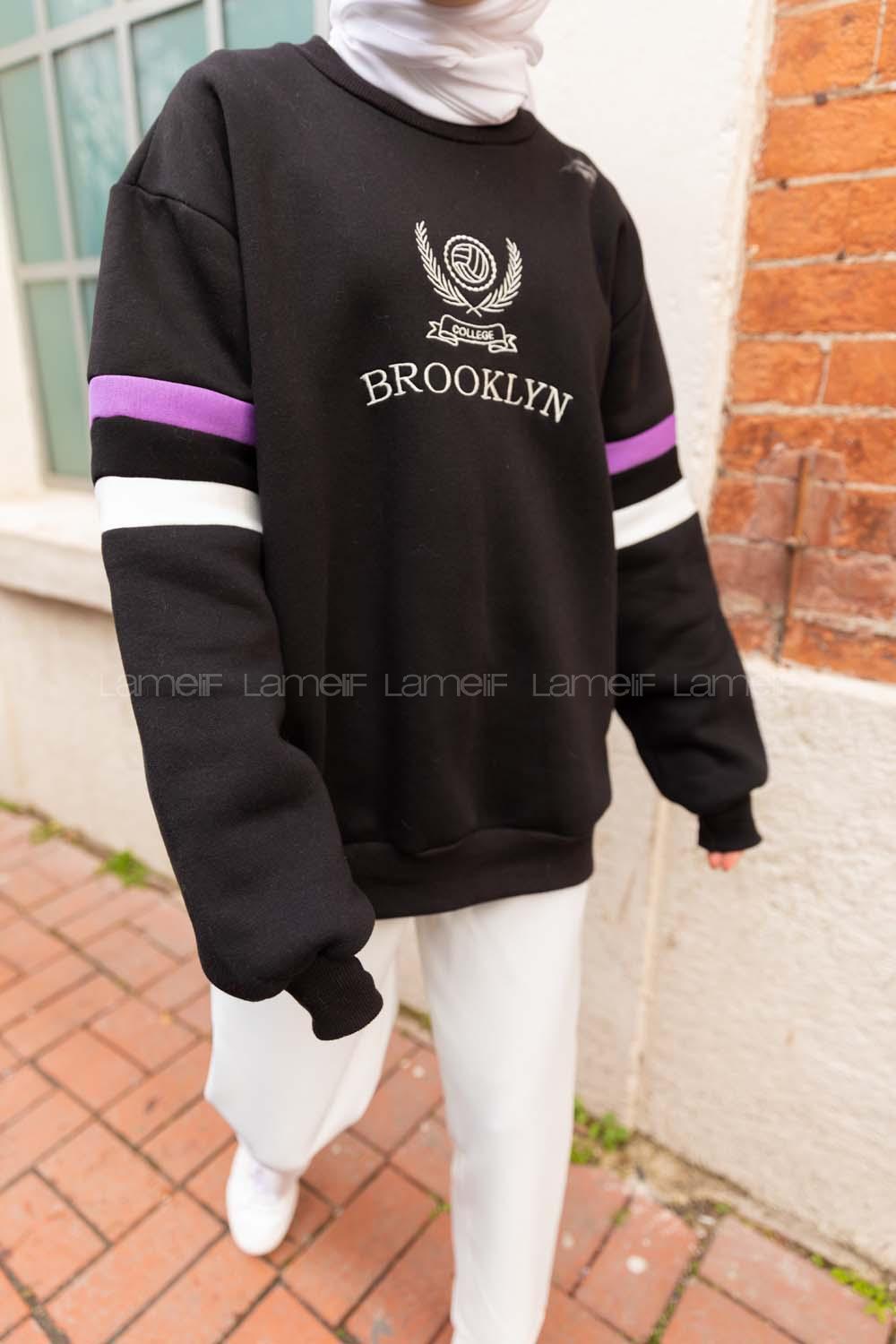 Modalamelif Brooklyn Nakışlı Sweat Siyah
