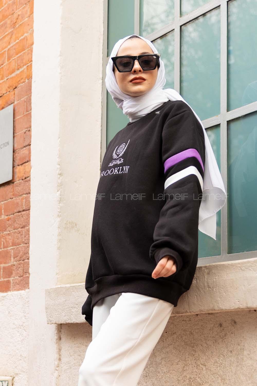 Modalamelif Brooklyn Nakışlı Sweat Siyah