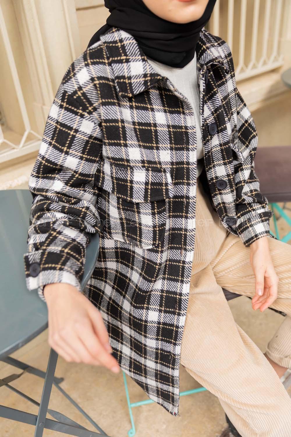 Modalamelif Çift Cepli Balon Kol Gömlek Siyah Hardal