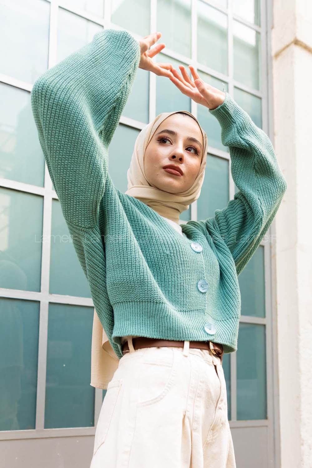 Modalamelif Düğmeli Selanik Hırka Mint Yeşili