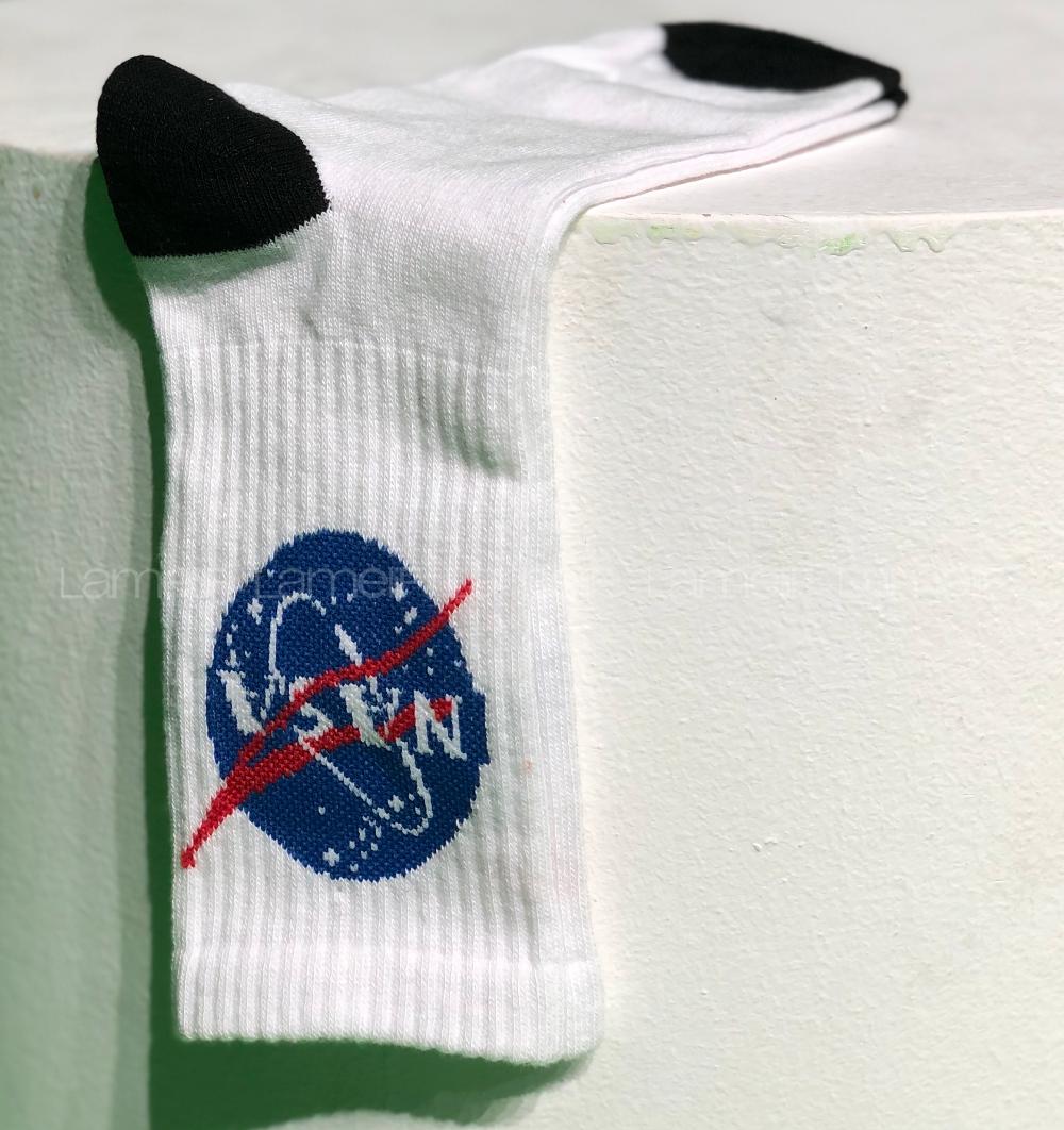 Modalamelif Beyaz Nasa Baskılı Çorap