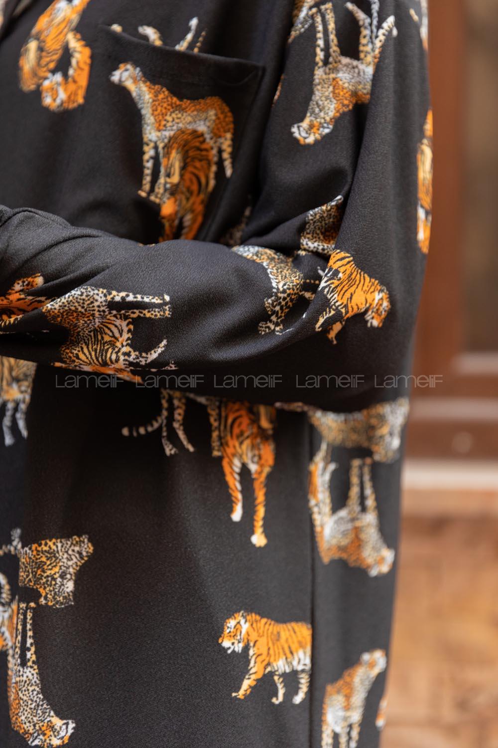 Modalamelif Tek Cep Detaylı Kaplan  Desen Gömlek