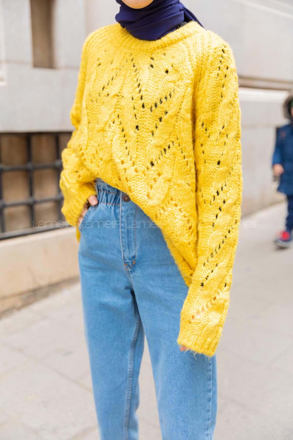 Modalamelif Ajurlu Trend Kazak Hardal Sarısı