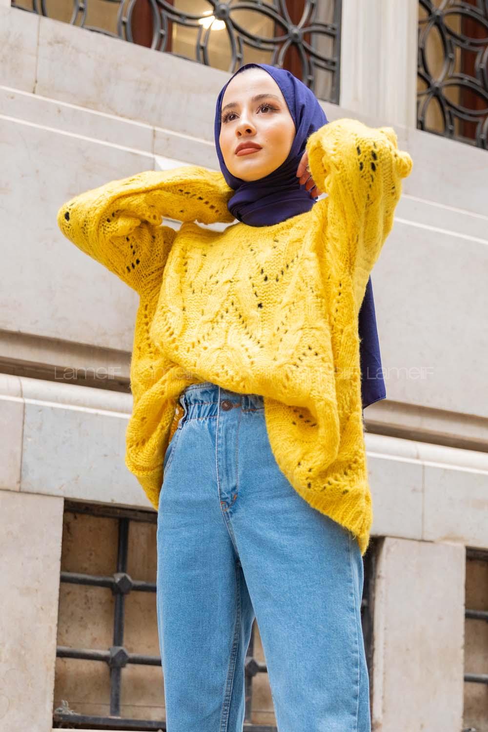 Modalamelif Ajurlu Trend Kazak Hardal Sarısı