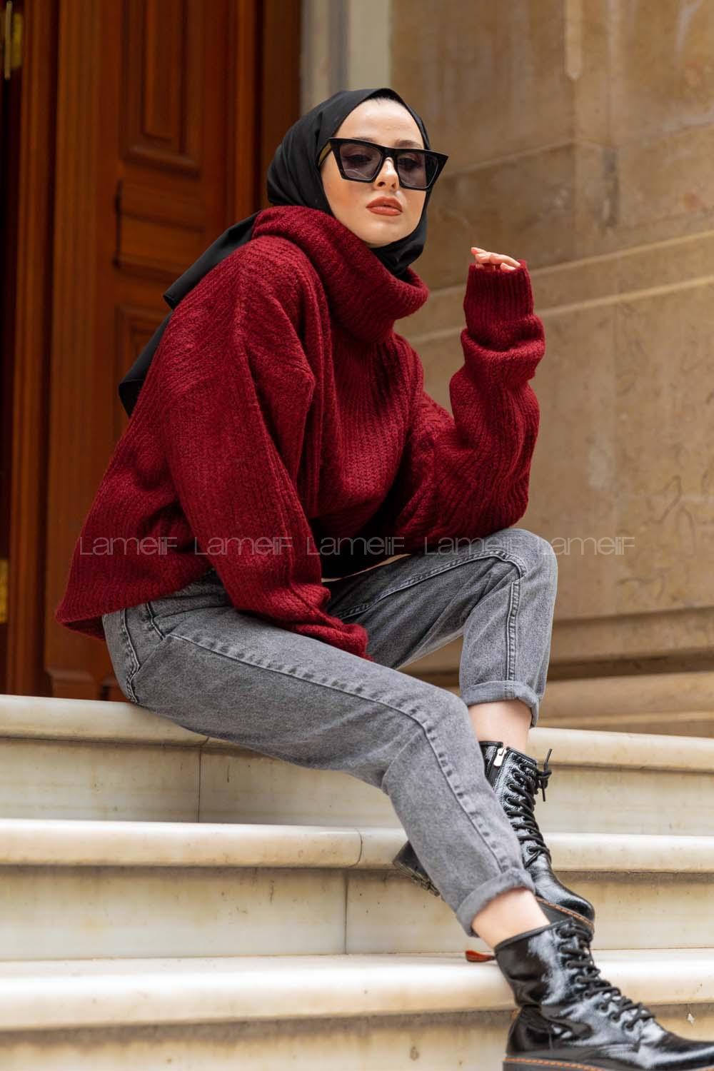 Modalamelif Balıkçı Yaka Selanik Kazak Bordo