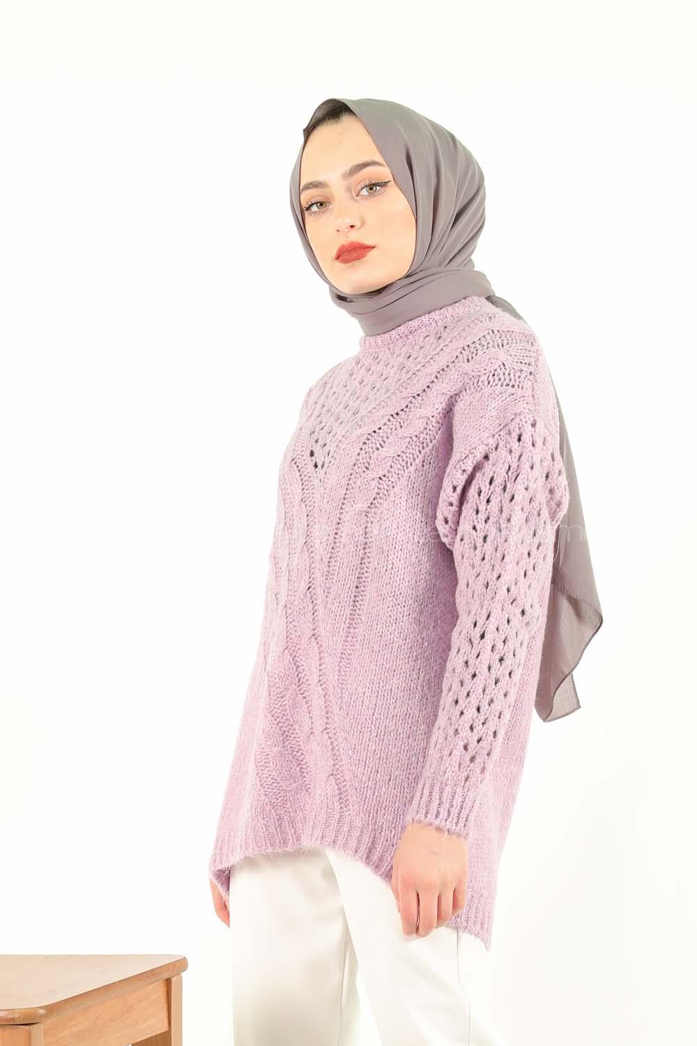 Modalamelif  Ajurlu Triko Kazak Lila