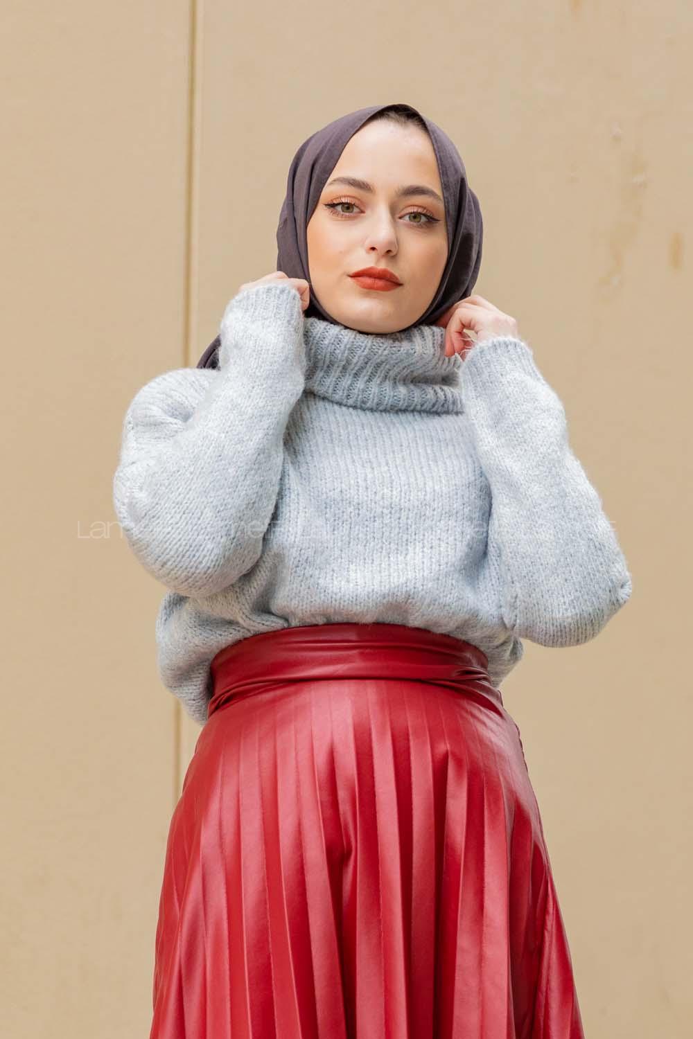 Modalamelif Balıkçı Yaka T Kol Kazak  Gri