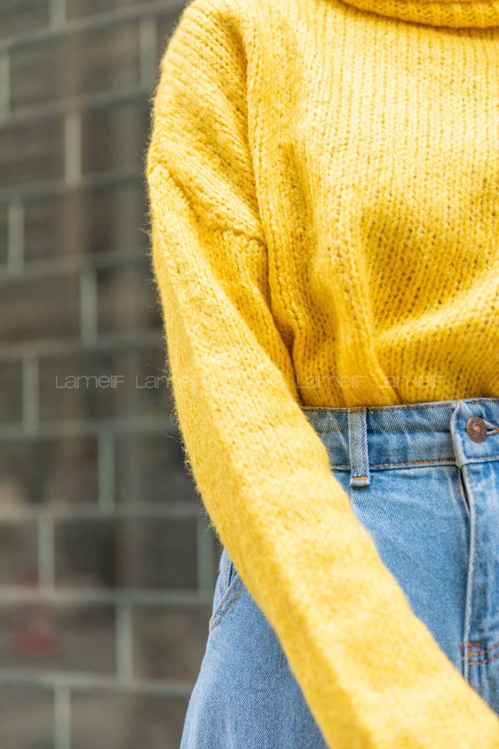 Modalamelif Balıkçı Yaka T Kol Kazak  Sarı