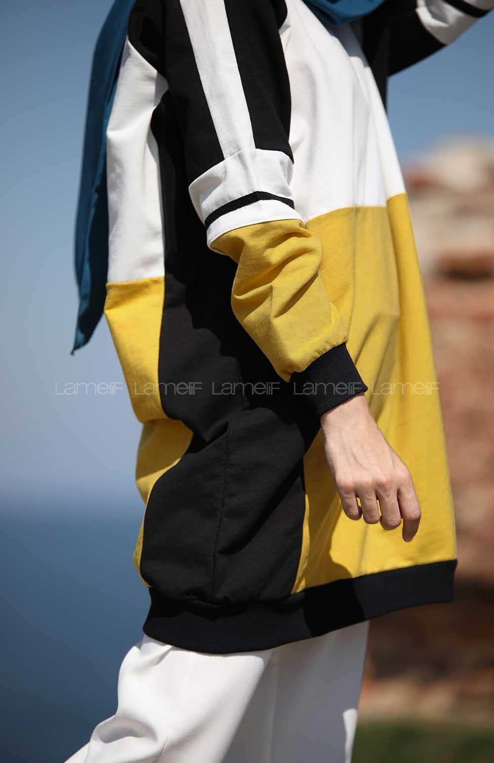 Modalamelif Sarı Parçalı Sweat Tunik