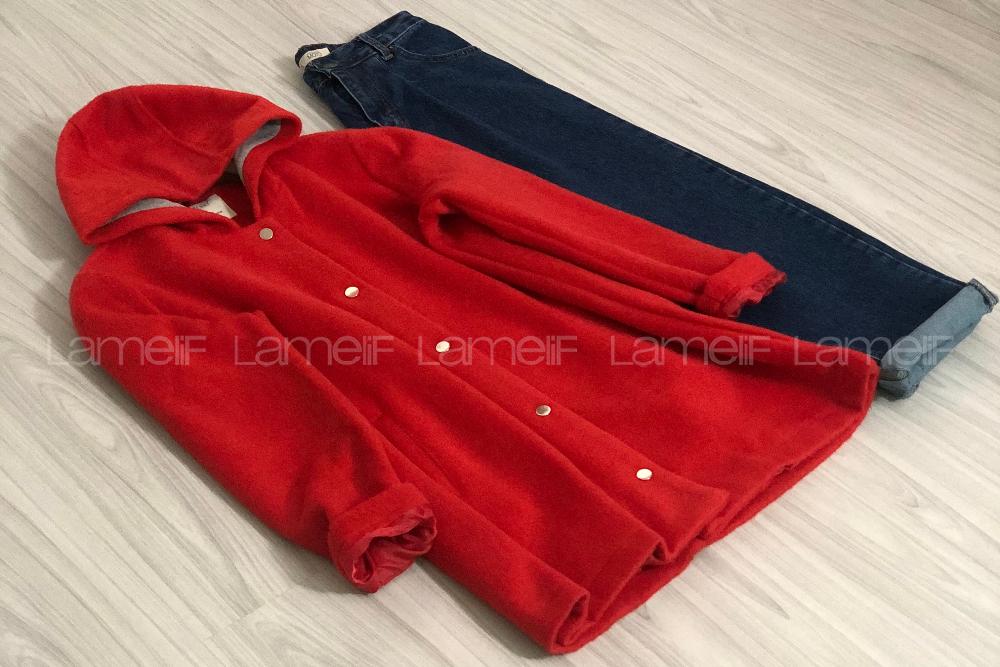 Modalamelif Kırçıllı Kaşa Kaban Kırmızı