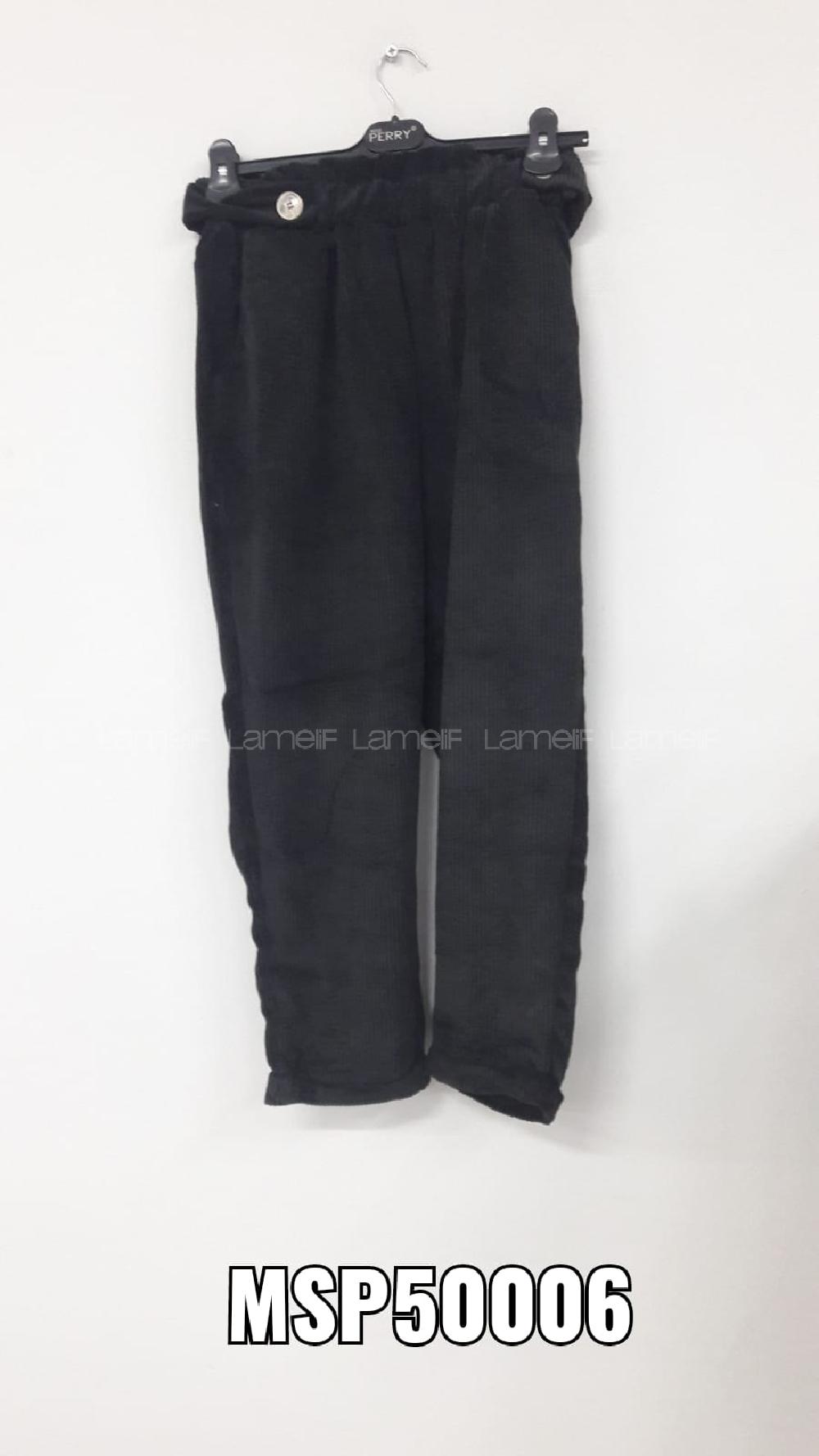 Modalamelif  Beli Lastikli Düğmelli Kalın Fitilli Kadife Pantolon Siyah