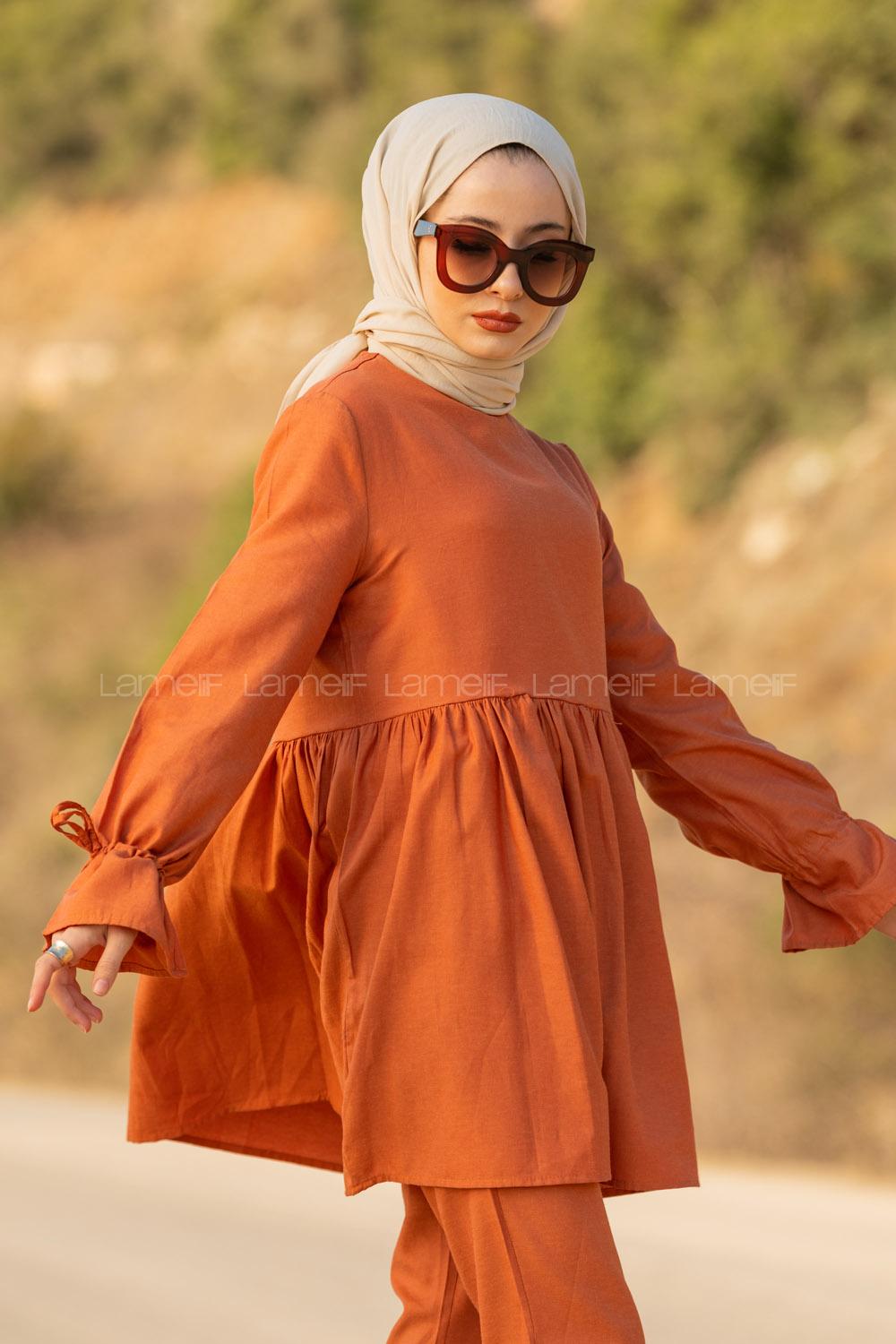 Modalamelif Kol Bağlamlı İkili Takım Açık Kiremit