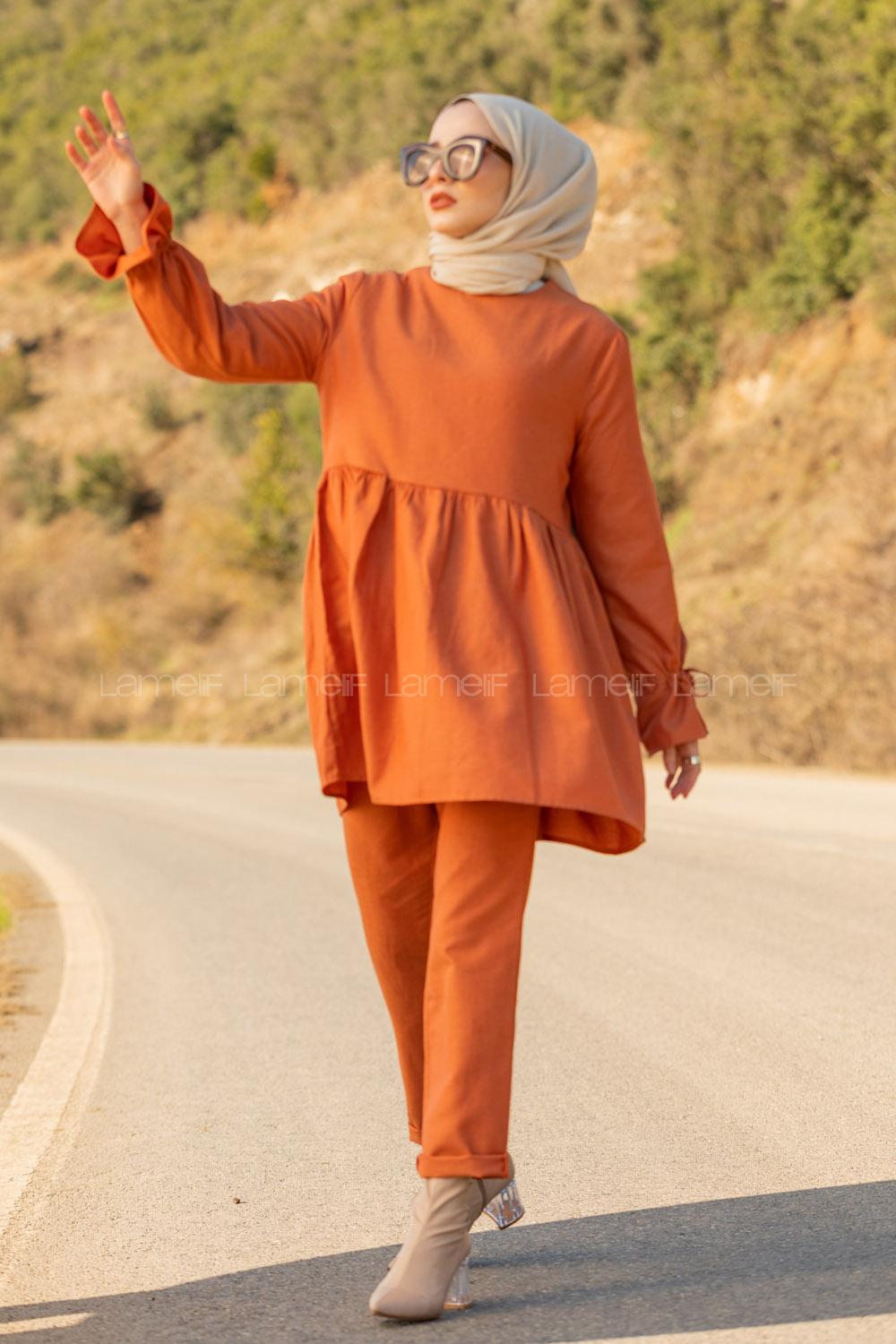 Modalamelif Kol Bağlamlı İkili Takım Açık Kiremit