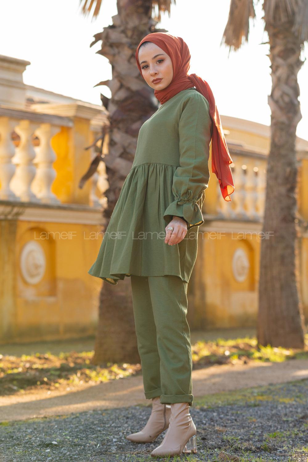 Modalamelif Kol Bağlamlı İkili Takım Haki