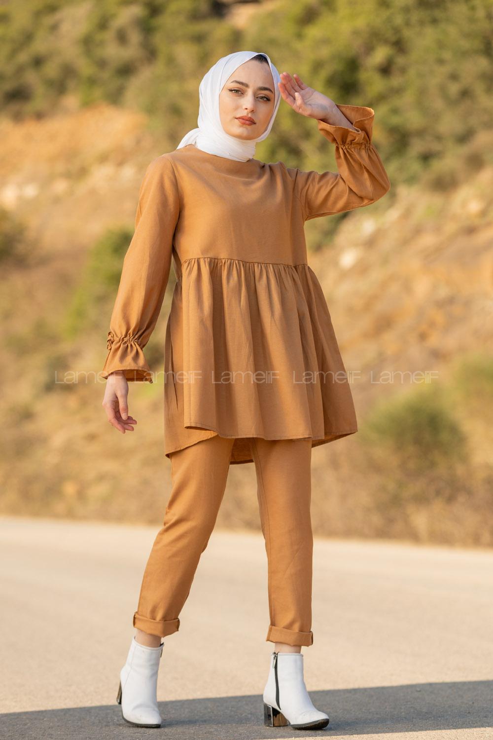 Modalamelif Kol Bağlamlı İkili Takım Sütlü Kahve