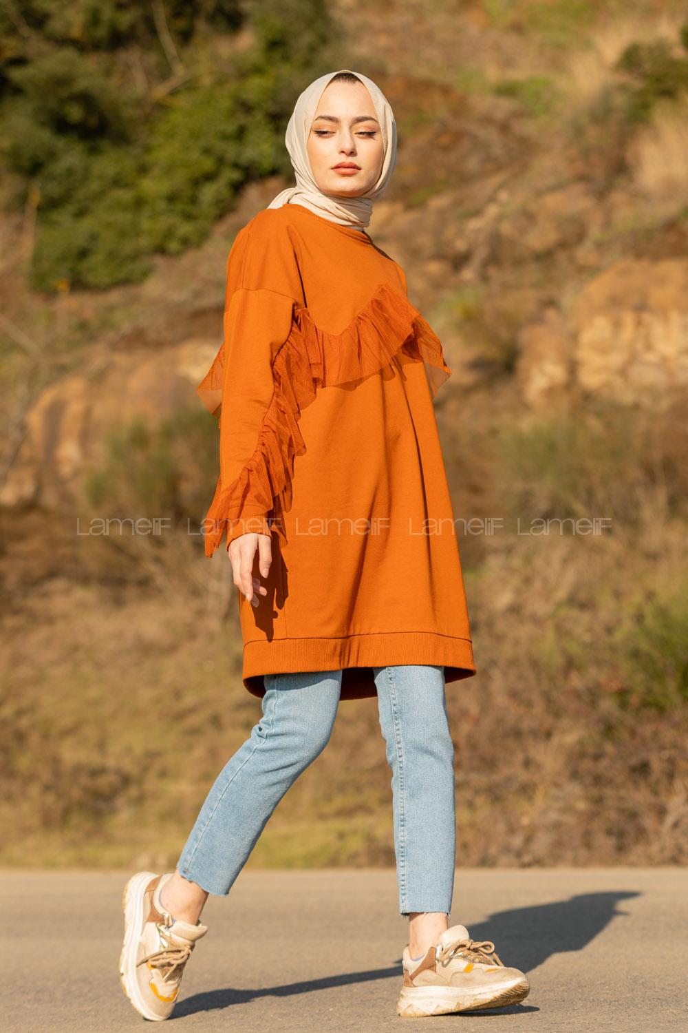 Modalamelif  Tül Detaylı Tunik Taba