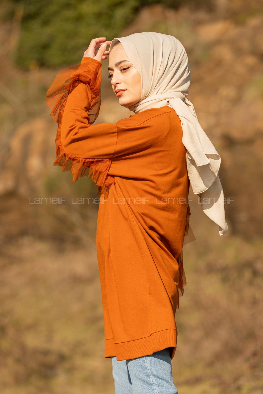 Modalamelif  Tül Detaylı Tunik Taba