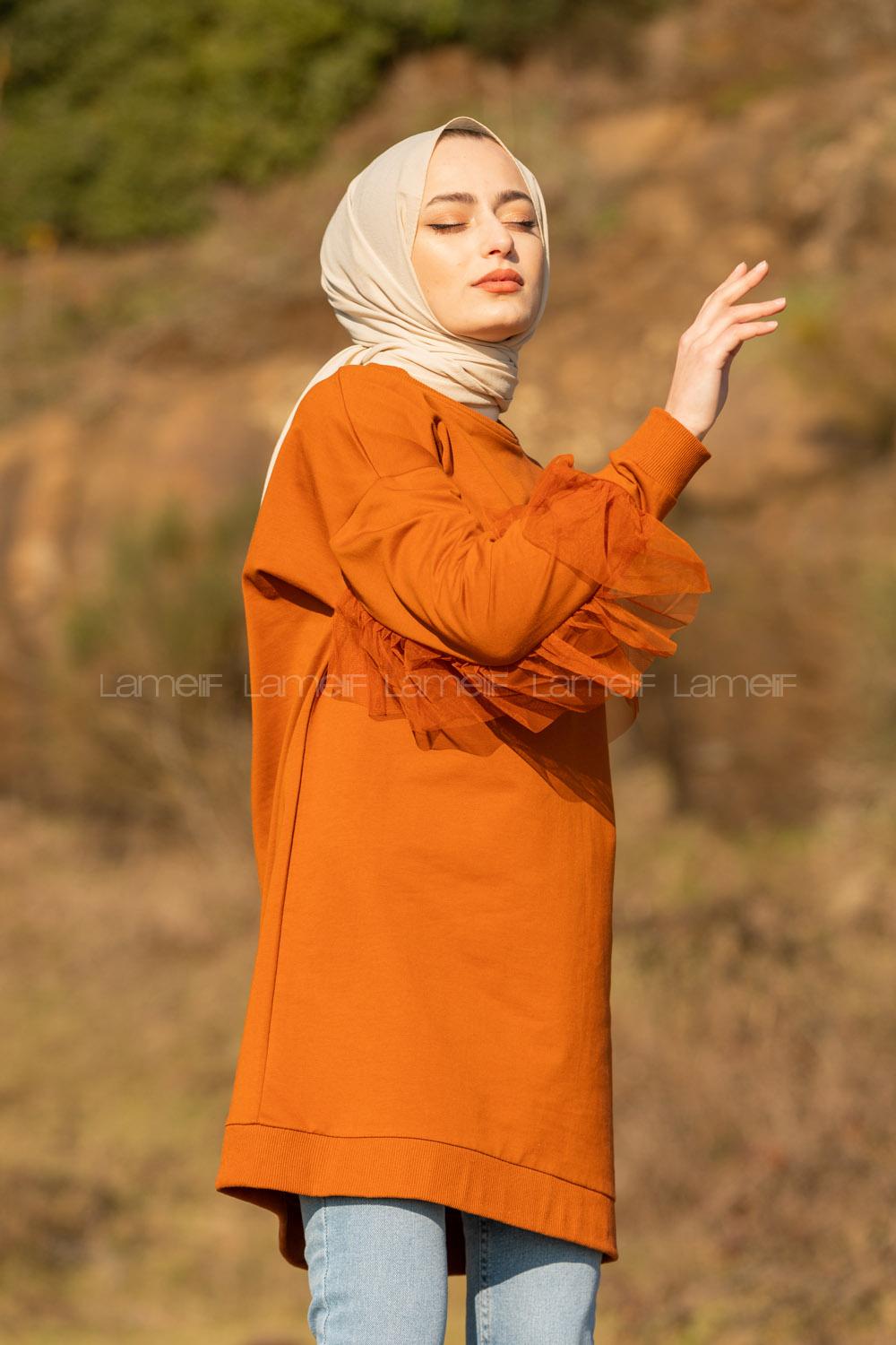 Modalamelif  Tül Detaylı Tunik Taba