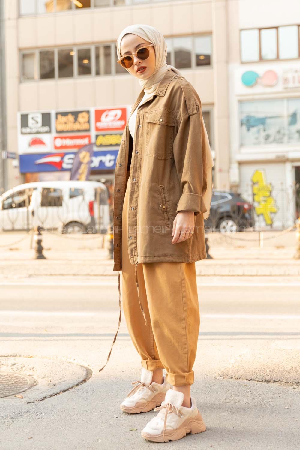 Modalamelif Çıt Çıt Düğmeli Ceket Asker Yeşili