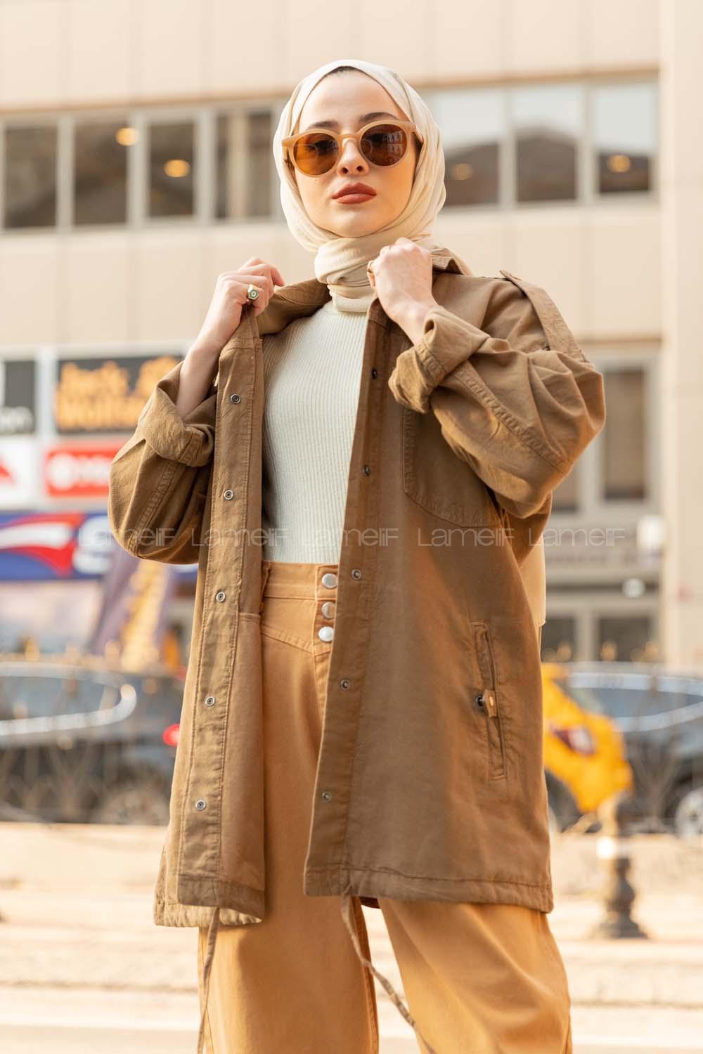 Modalamelif Çıt Çıt Düğmeli Ceket Asker Yeşili