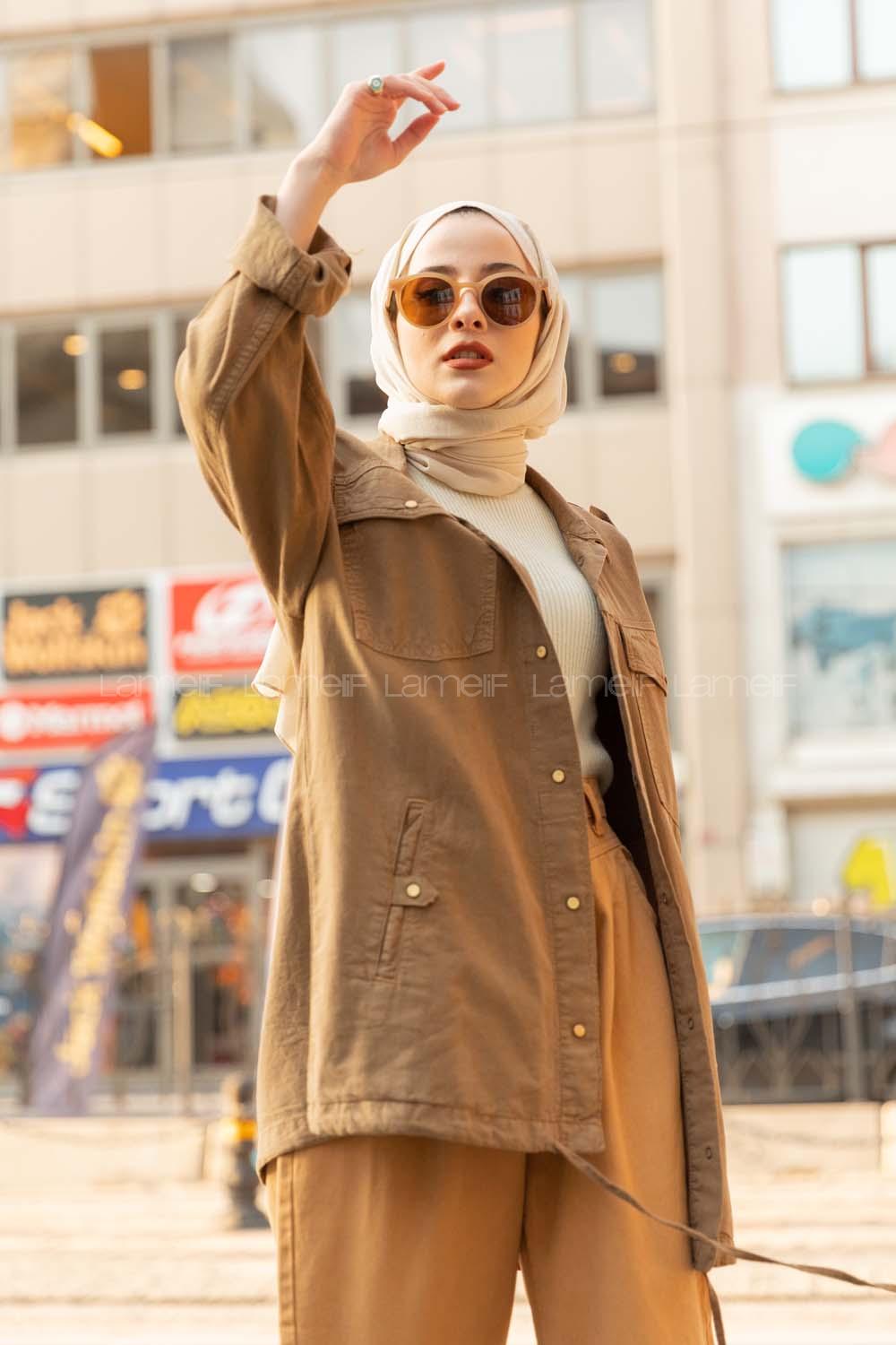 Modalamelif Çıt Çıt Düğmeli Ceket Asker Yeşili