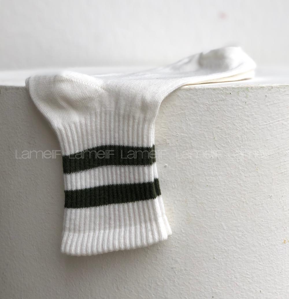 Modalamelif Old Scholl Şeritli Beyaz Çorap