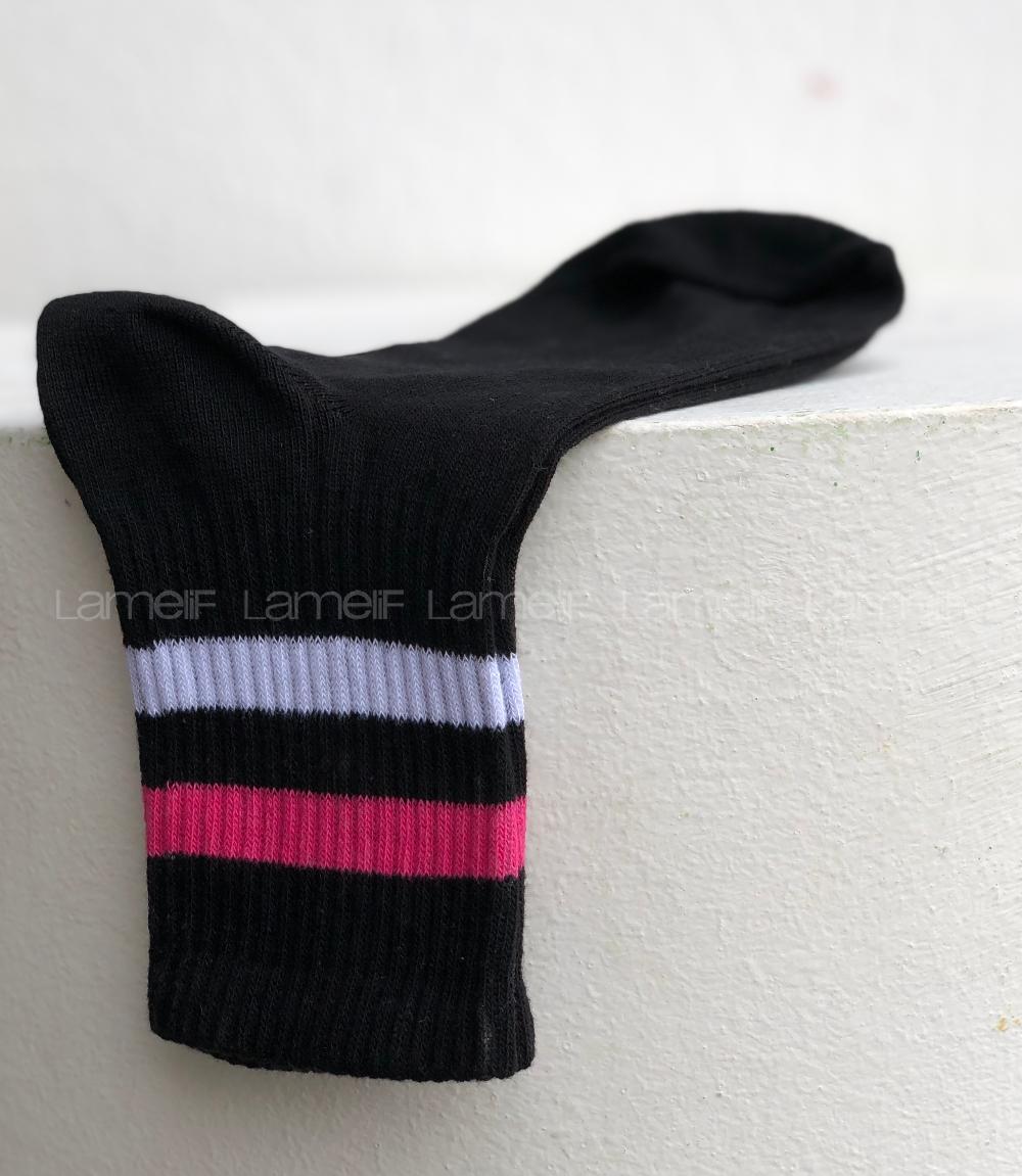 Modalamelif Old Scholl Şeritli Siyah Çorap