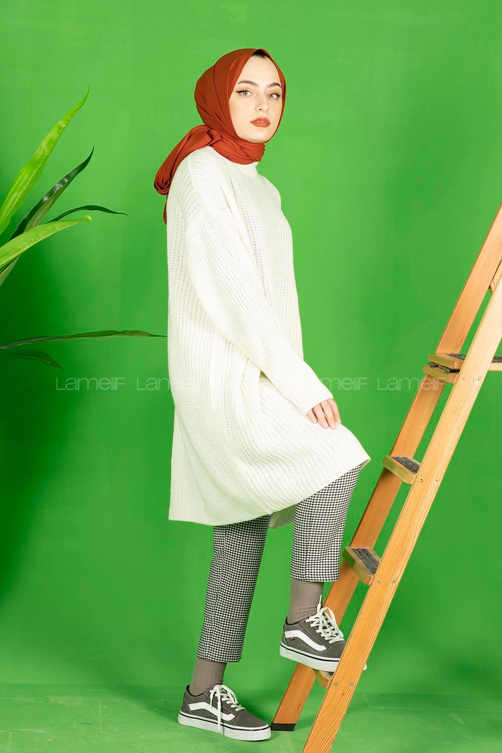 Modalamelif Ekru Oversize Triko Tunik
