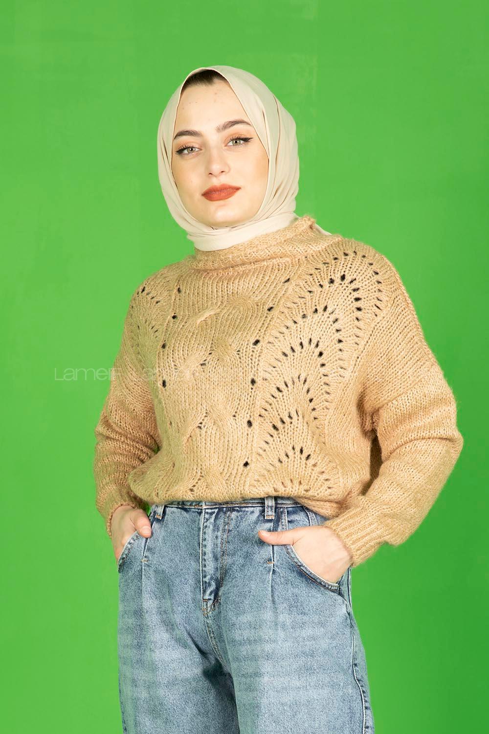 Modalamelif  Yarım Balıkçı Yaka Kazak Sütlü Kahve