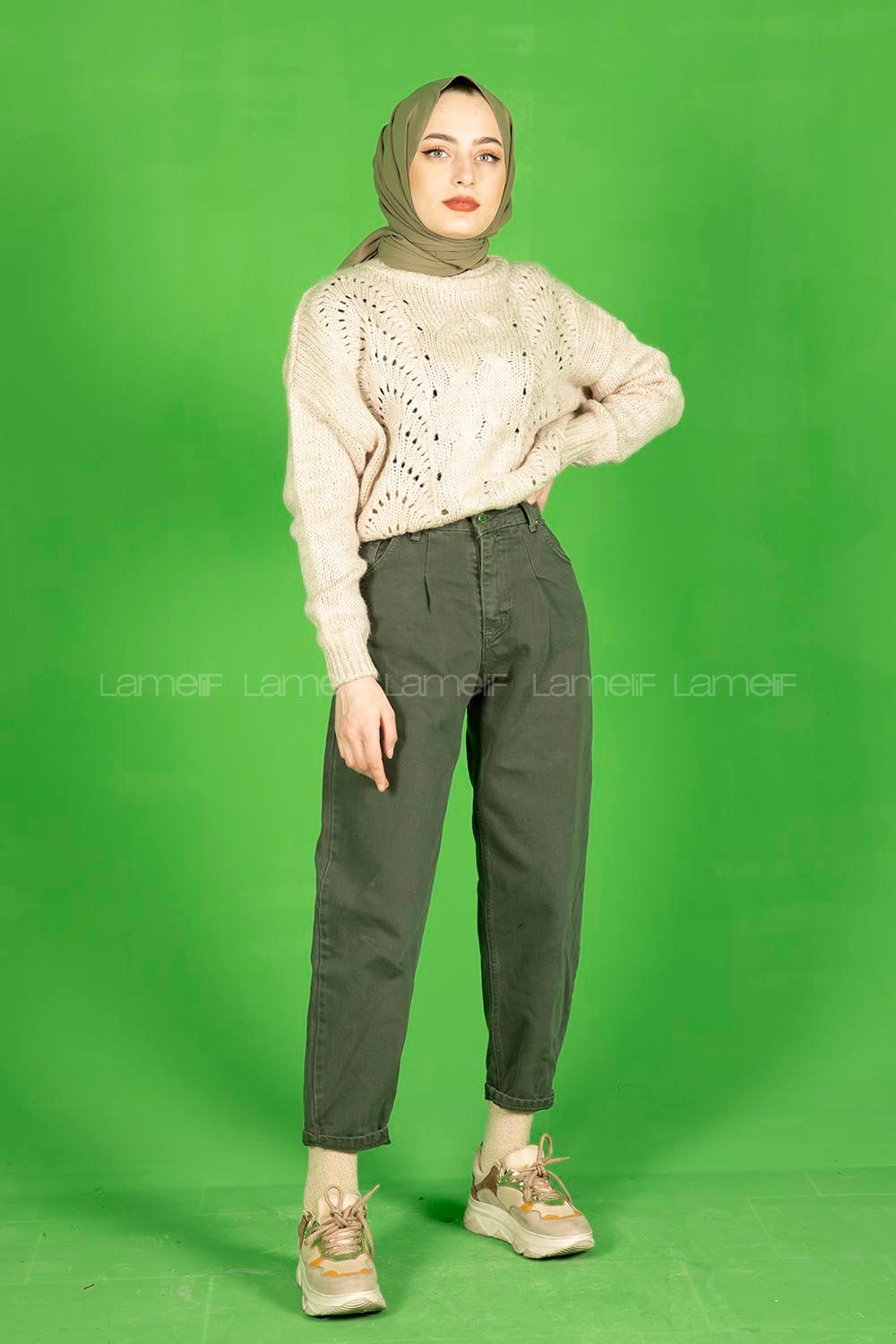 Modalamelif  Yarım Balıkçı Yaka Kazak Taş