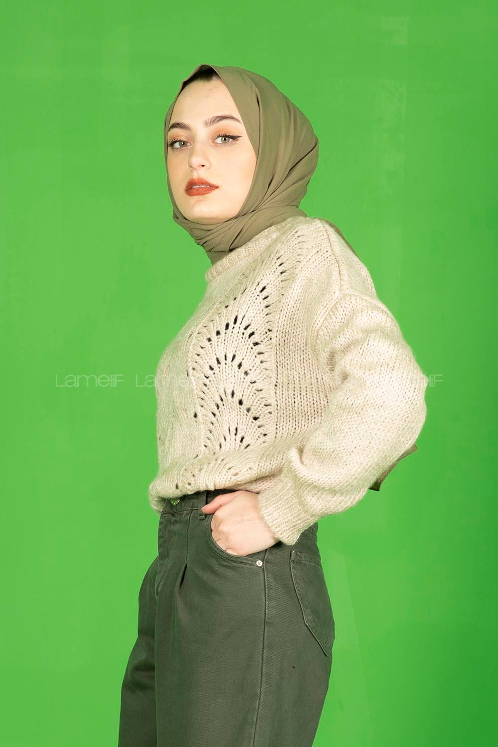 Modalamelif  Yarım Balıkçı Yaka Kazak Taş