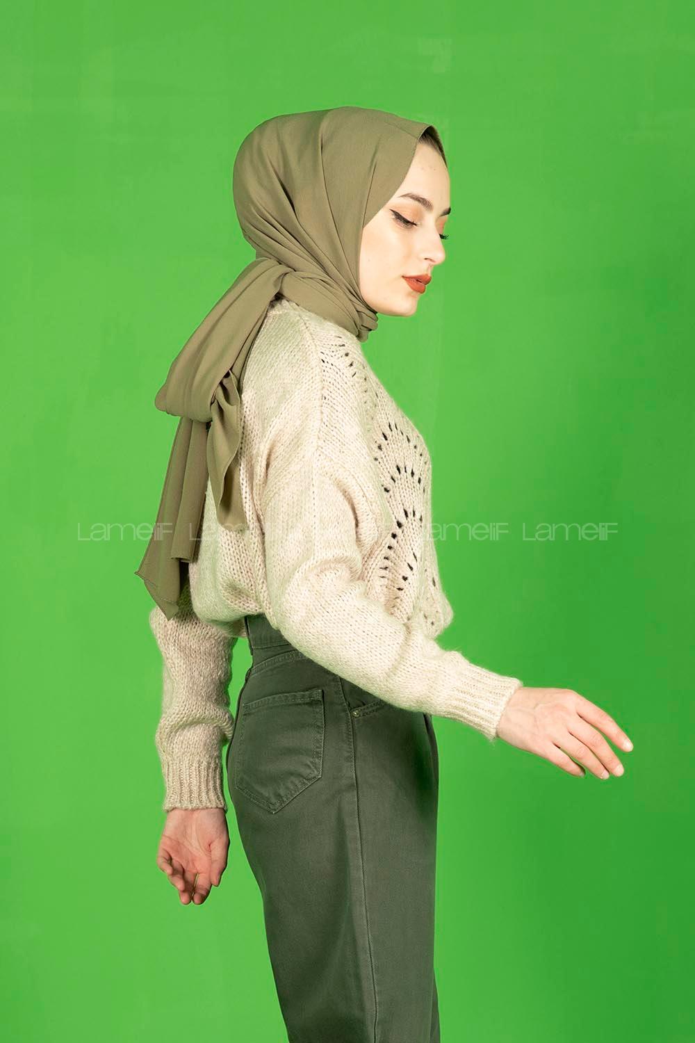 Modalamelif  Yarım Balıkçı Yaka Kazak Taş