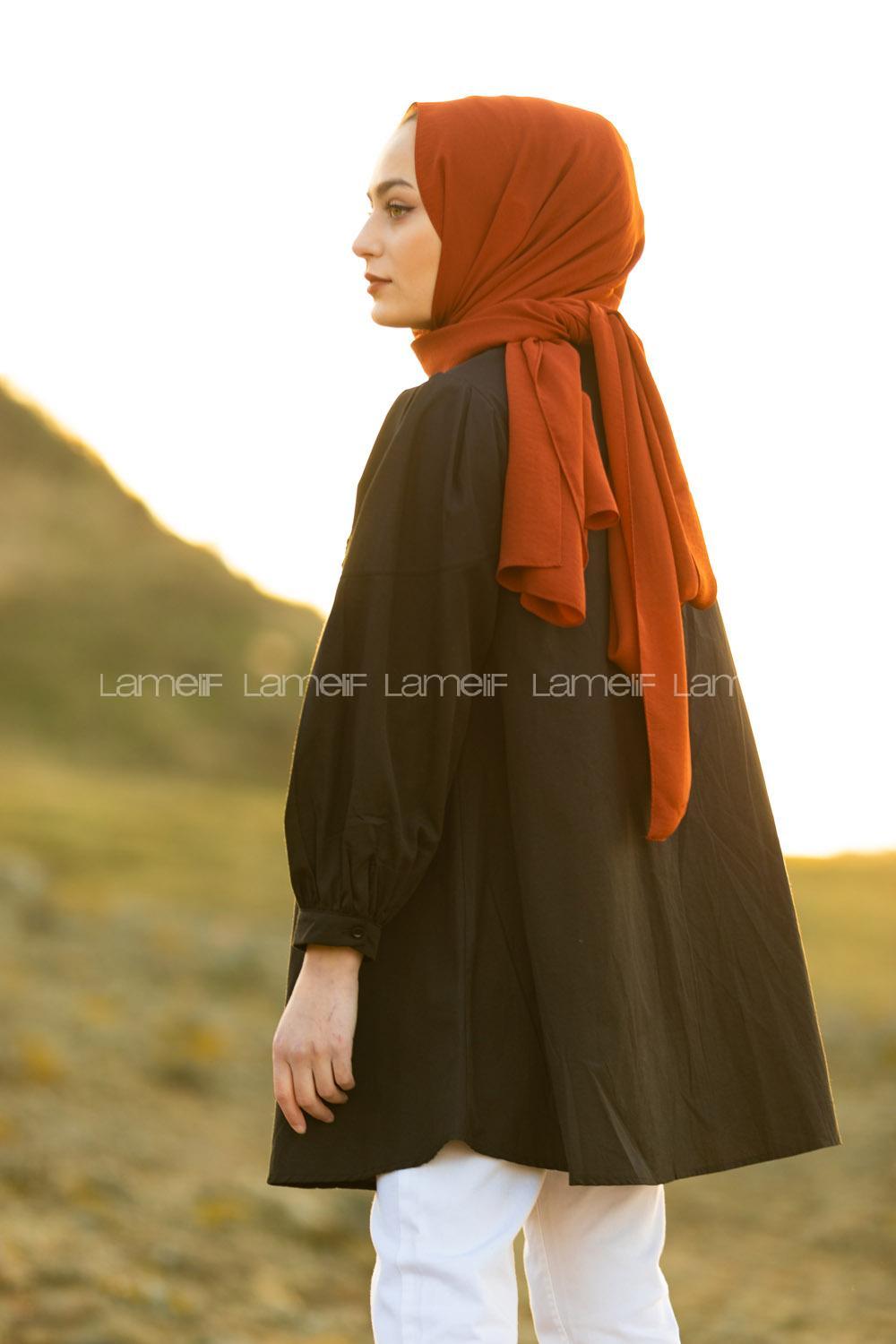 Modalamelif Balon Kol Gipeli Gömlek Tunik Siyah