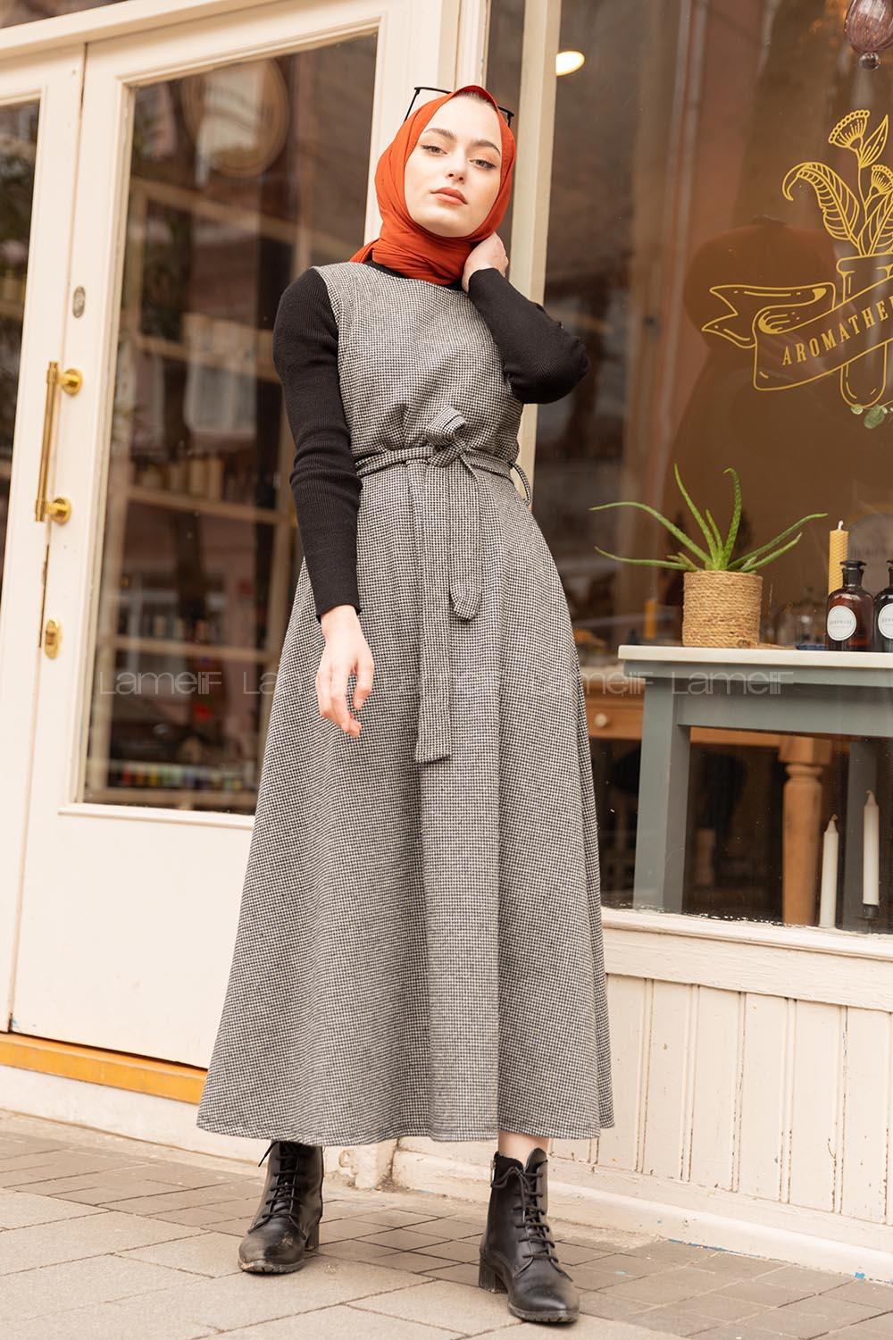 Modalamelif Belden Bağlamalı Ekose Jile Gri