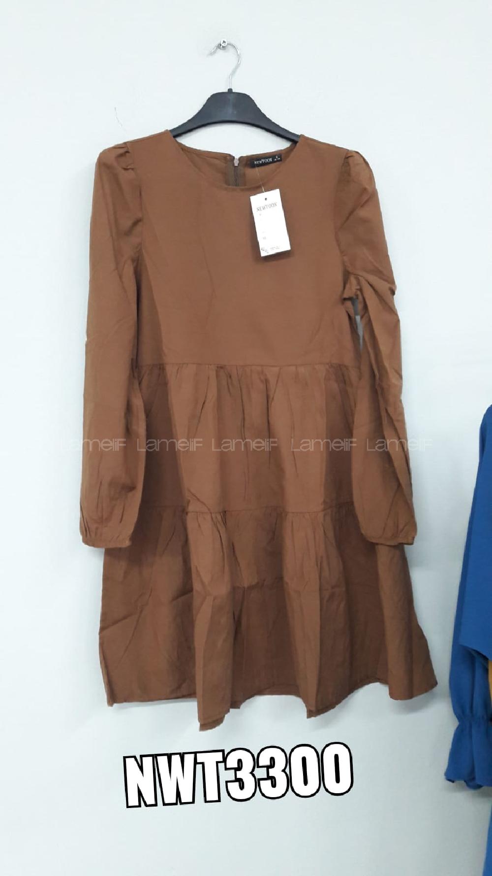 Modalamelif Arkası Gizli Fermuar Detaylı Tunik Kahverengi