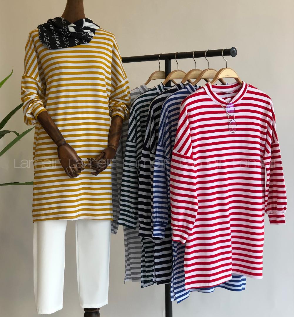 Modalamelif  Çizgili Tunik  Siyah