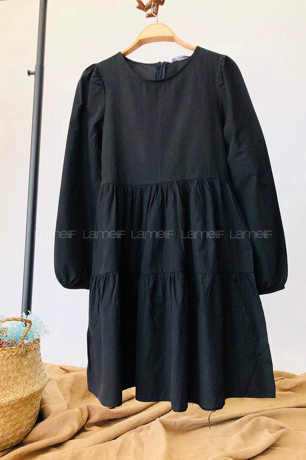 Modalamelif Arkası Gizli Fermuar Detaylı Tunik Siyah