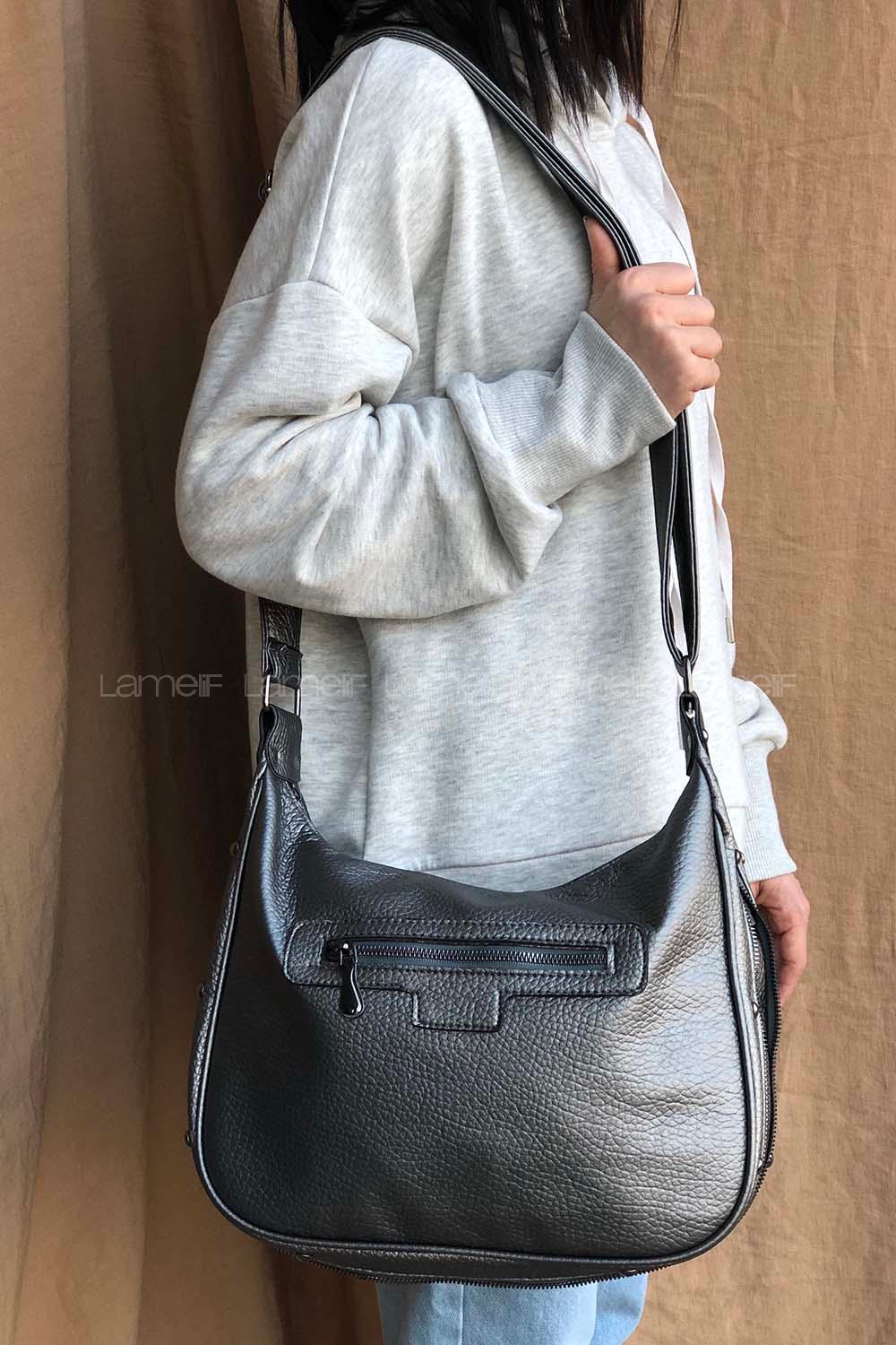 Modalamelif Deri Görünümlü Kapak Cep Çanta Gri