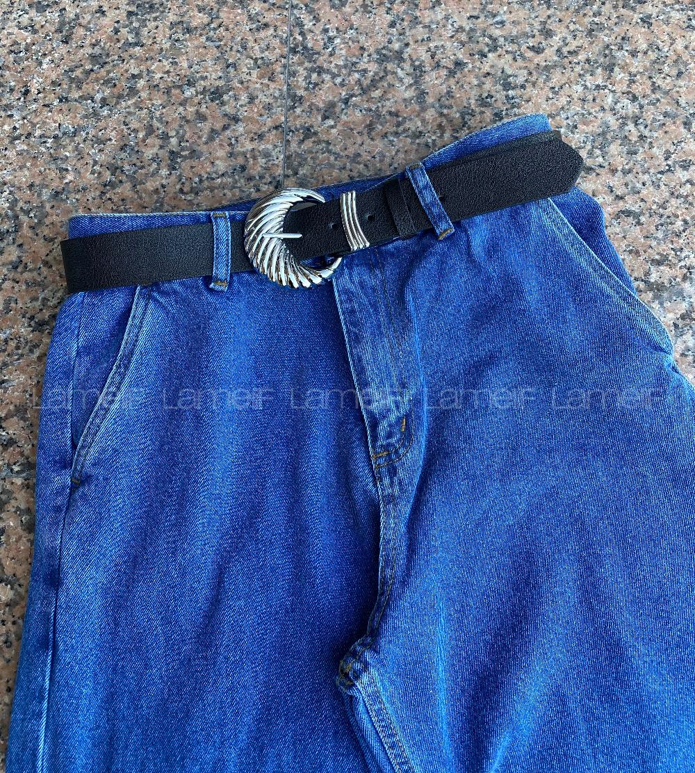 Modalamelif Ay Tokalı Gümüş Varaklı Kemer Siyah